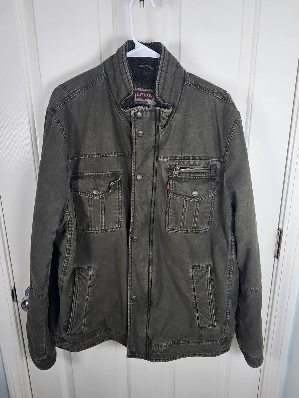 Levis Strauss & Co Green Military Style Jacket Size XL